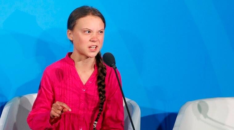Vídeo da ONU de Greta Thunberg, discurso de Greta Thunberg na ONU, cúpula do clima da ONU Greta Thunberg, notícias de Greta Thunber, Indian Express
