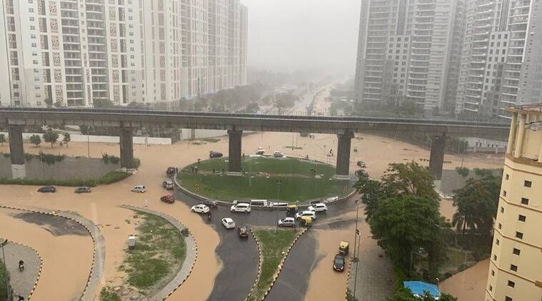 Gurgaon, notícias de Gurgaon, alagamento de Gurgaon, inundações de Gurgaon, chuvas de Gurgaon, previsão do tempo de Gurgaon, Indian Express