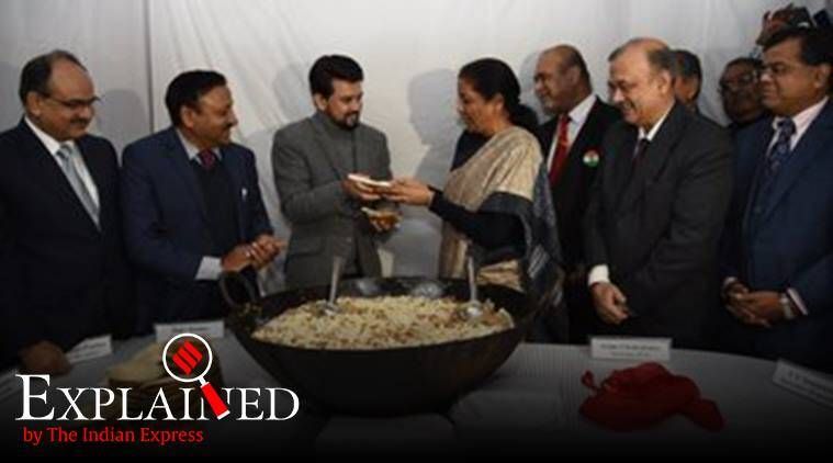 orçamento da cerimônia do halwa, Nirmala Sitharaman halwa, o que é cerimônia do orçamento do halwa, origens do halwa, história do halwa, como o halwa veio para a Índia, palavra árabe halwa, halwa Turquia, expresso indiano, expresso indiano explicado