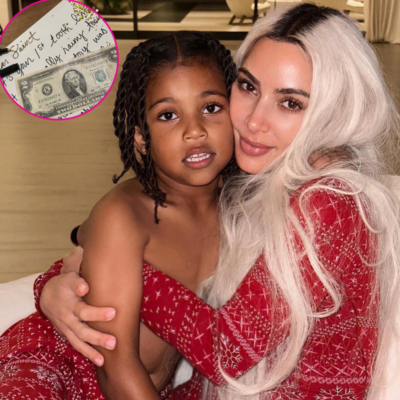   Kim Kardashian deixa presente de fada do dente depois que o filho Saint perde o primeiro dente