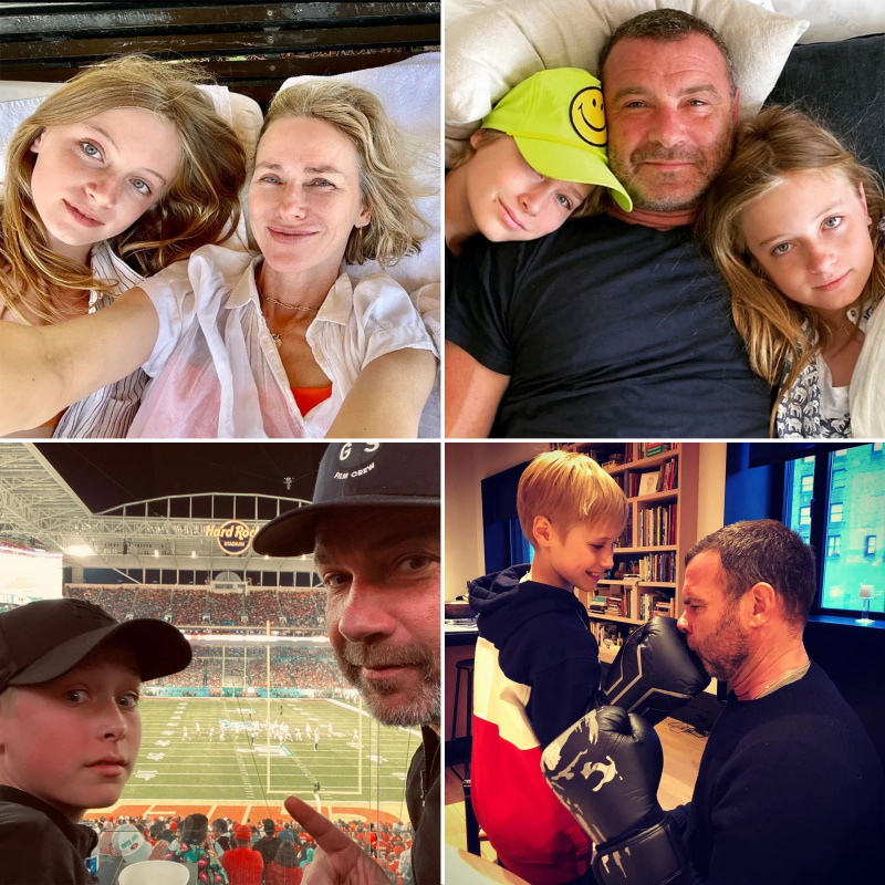 Álbum de família mesclado de Naomi Watts e Ex Liev Schreiber