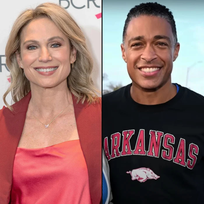   Amy Robach e T.J. Holmes Don't Appear on 'GMA3' Days After Alleged Cheating Scandal red blazer arkansas shirt