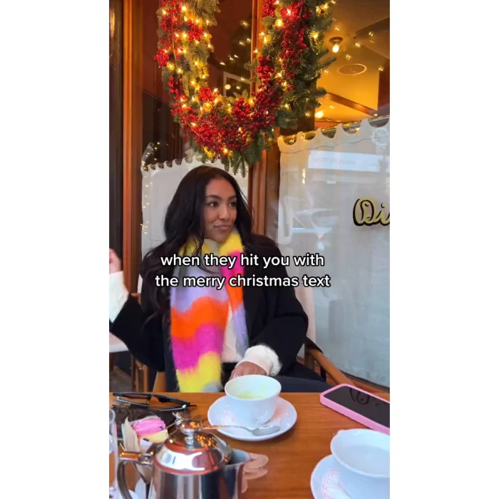   solteira's Tayshia Adams Jokes About Getting Christmas Texts From Her Exes: 'Ladies, Stay Safe'