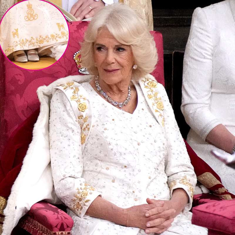Rainha Camila's Coronation Gown Features a Sweet Tribute to Her and King Charles III's Dogs