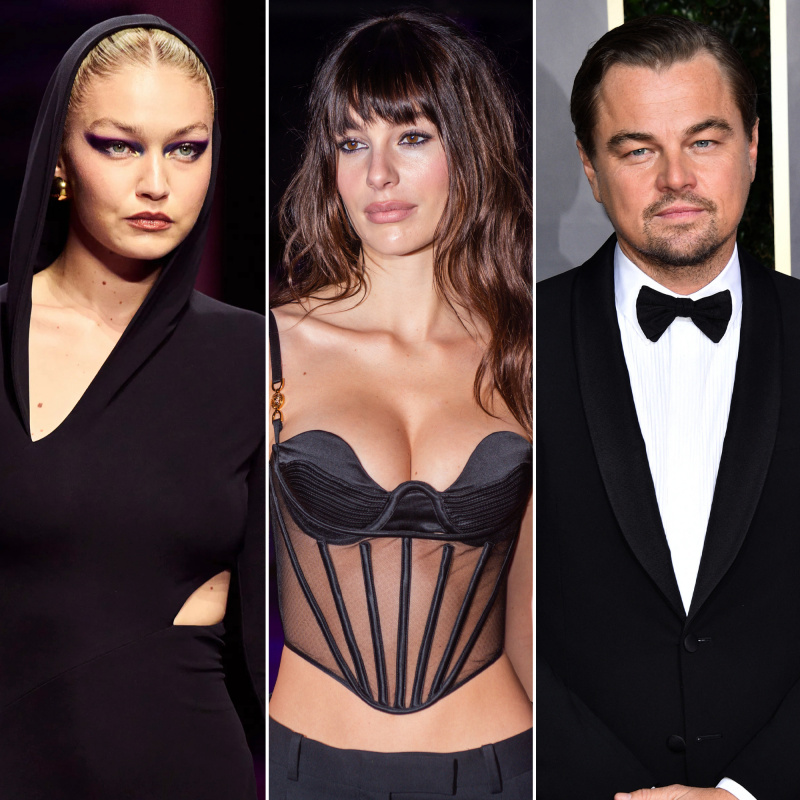 Gigi Hadid passa por Camila Morrone's Front-Row Seat During Versace Fashion Show After Leonardo DiCaprio Split