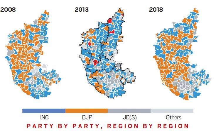 Trechos explicados: mais de 10 anos, três eleições, como Karnataka mudou de cor