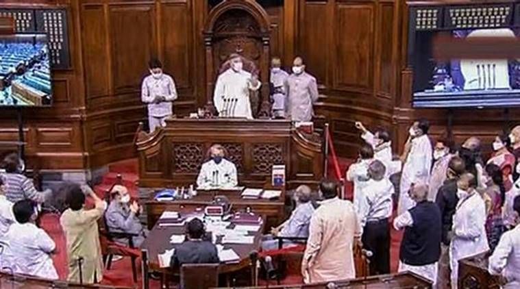 Rajya Sabha, Rajya Sabha MPs suspensos, Suspensão de MP, Farm Bills, Indian Express