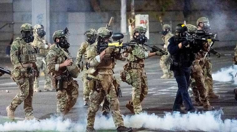 protestos de portland, brutalidade da polícia de portland, forças federais de portland, vida negra importa, protesto de george floyd, protestos dos EUA, notícias de portland, Indian Express