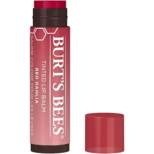burt's Bees Mothers Day Lip Balm Gifts for Mom, Tinted Moisturizing Lip Care for Women, 100% Natural, with Shea Butter, Red Dahlia (2 Pack)