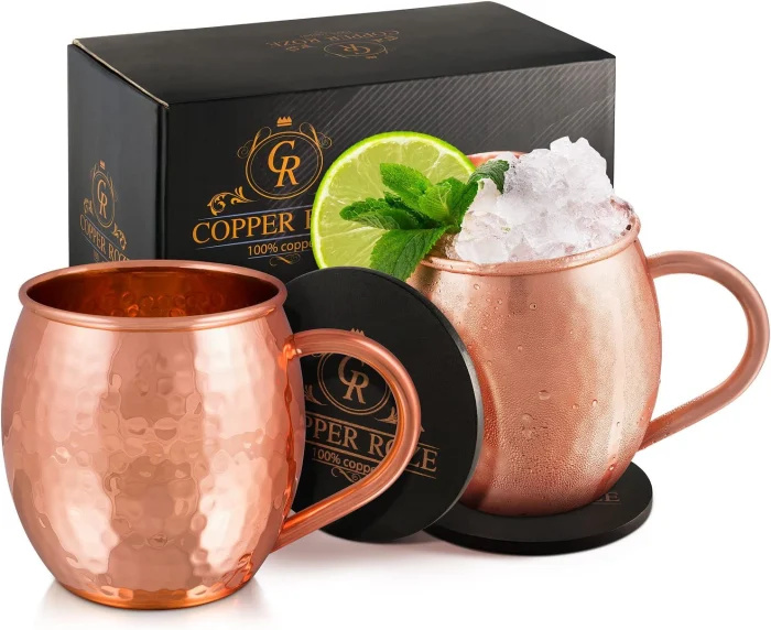   Conjunto de canecas de cobre KoolBrew Copper Roze Moscow Mule