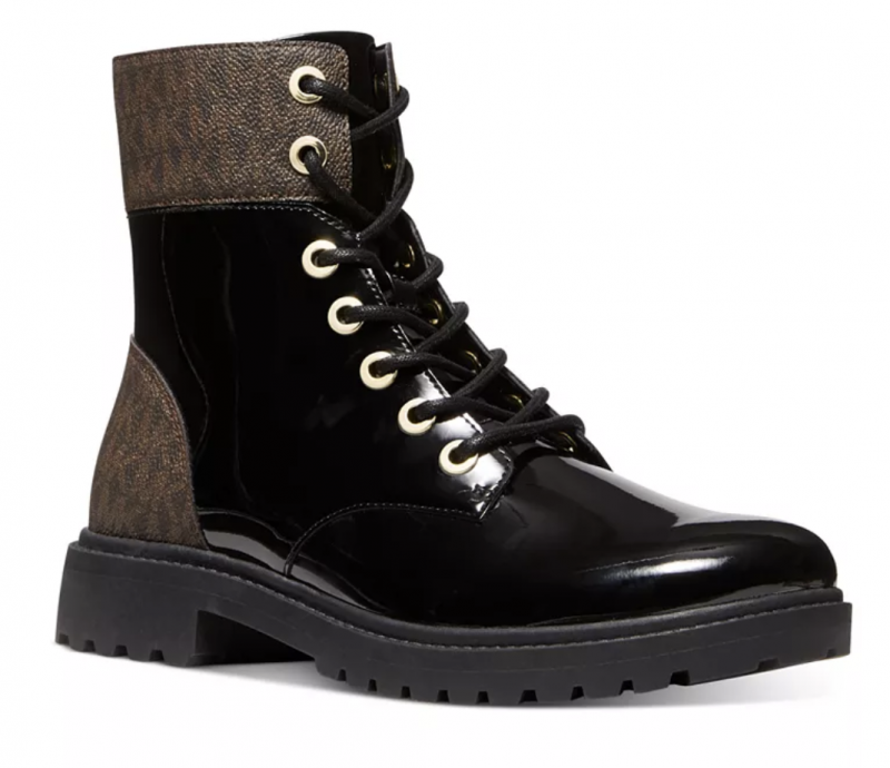 Michael Kors Mulheres's Alistair Lace-Up Lug Sole Combat Booties