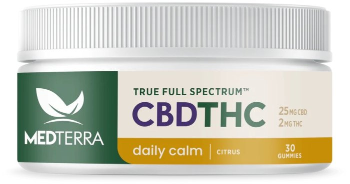Medterra - True Full Spectrum Original CBD Gummies: Opção com baixo teor de THC