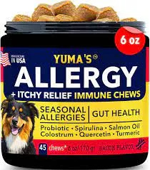   YUMA'S Dog Allergy Relief, Itchy Skin Relief - Seasonal Allergies - Omega 3 Salmon Oil+ Probiotics+