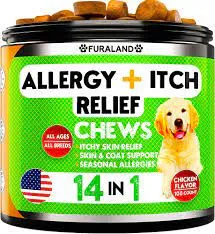   Furaland Dog Allergy Relief Chews - Dog Itch Relief - Omega 3 Fish Oil + Probióticos