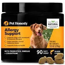   PetHonesty Dog Allergy SupportImmunity Chews – Suplemento de óleo de peixe de salmão ômega-3, probióticos