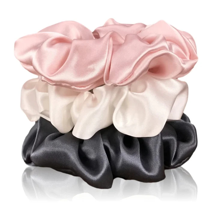   Scrunchies de seda de amora e seda celestial
