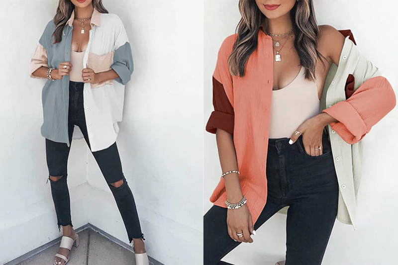   Mulheres Dokotoo's Color Block Button Down Shirt
