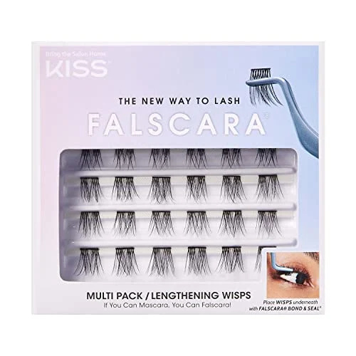   KISS Falscara DIY Eyelash Extension Alongamento Wisps - Pestanas Artificiais Reutilizáveis ​​Sintéticas Featherlight Multipack de 24 Mini Clusters de Cílios para aquele Visual Autêntico de Extensão de Cílios