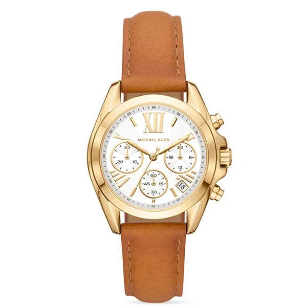   Relógio cronógrafo em aço inoxidável e couro Michael Kors Bradshaw Goldtone