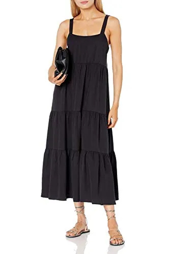   As Mulheres da Gota's Britt Tiered Maxi Tent Dress, Off-Black, M