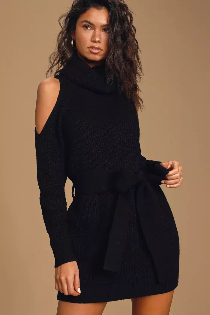   vestido de camisola de ombro frio
