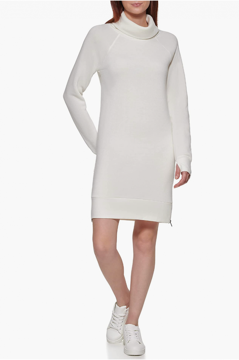 Marc New York Desempenho Feminino's Fabulous Fleece Funnel Neck Dress