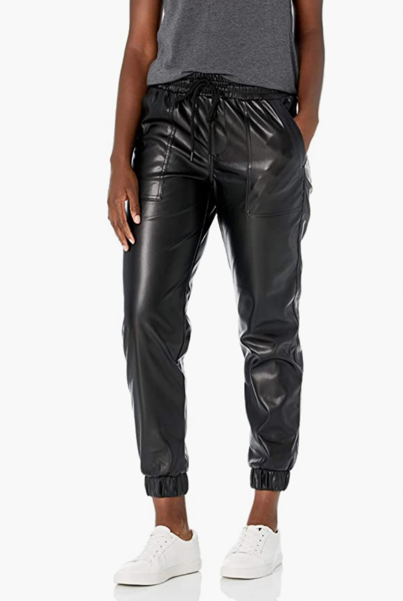 Calça esportiva feminina de couro vegano BLANKNYC