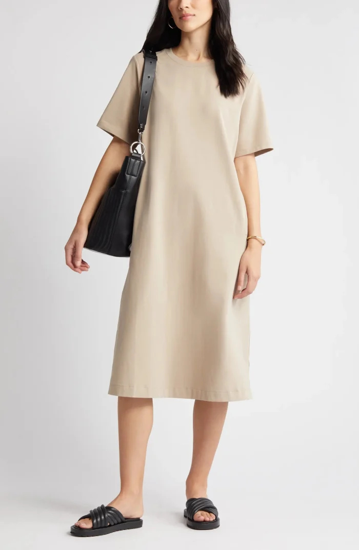   Nordstrom Vestido midi de algodão elástico