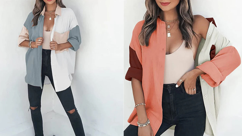   Mulheres Dokotoo's Color Block Button Down Shirt