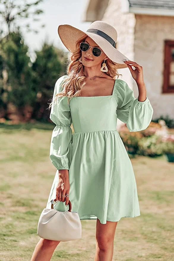   Vestido Babydoll manga longa PRETTYGARDEN