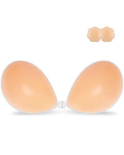 Sutiã adesivo Niidor sem alças adesivo invisível sutiã push up de silicone para vestido sem costas com cobertura de mamilo creme