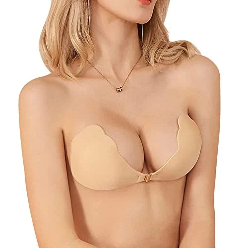 Sutiã adesivo BraCuup Sutiã adesivo invisível sem costura push up de silicone sem costas para mulheres - tamanho de xícara B, nude