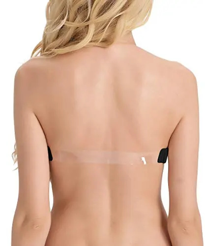 34B Sutiã Alça Transparente nas Costas para Vestidos de Noiva Sem Alça e Costas Sem Costas Topo Baixo Aberto nas Costas Preto