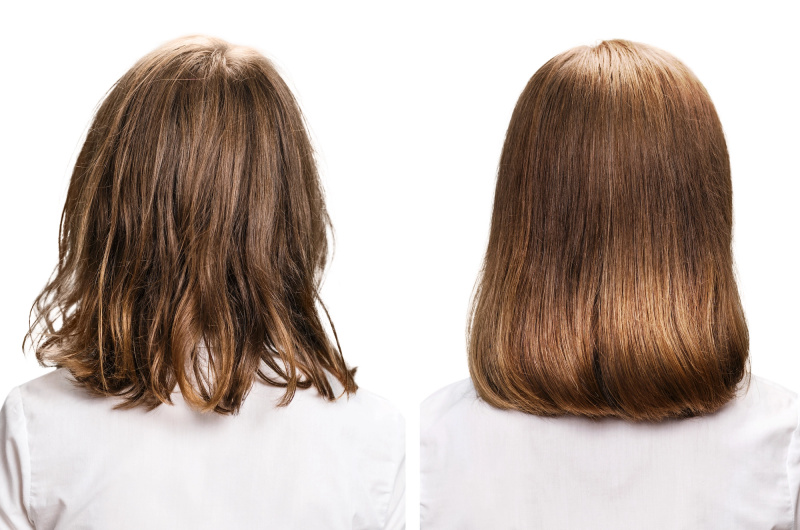   Antes-Depois-Cabelo-Secar-Estoque-Foto