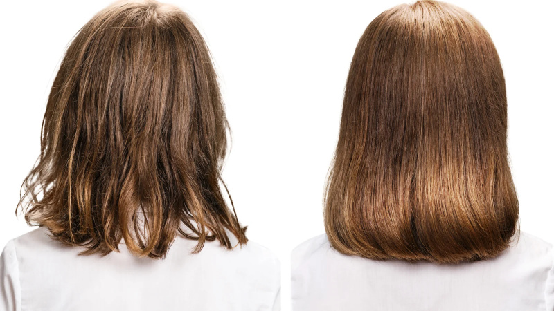 Antes-Depois-Cabelo-Secar-Estoque-Foto