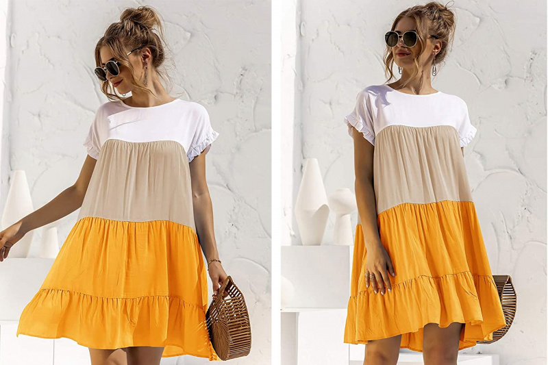   Mulheres Anna-Kaci's Mosaic Gradient Color Ruffle Mini Dress