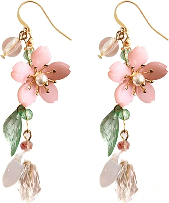 brincos florais pendentes