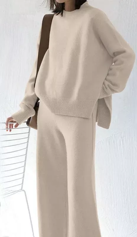 conjunto de suéter taupe