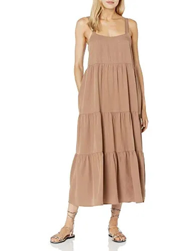   As Mulheres da Gota's Brit Tiered Ankle Maxi Tent Dress, Mushroom, S