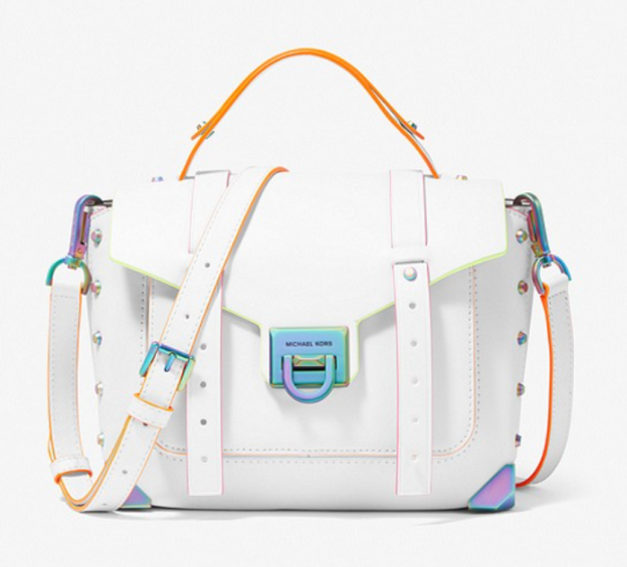 Bolsa de couro com acabamento médio contraste Manhattan