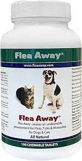 Flea Away Suplemento totalmente natural para prevenção de pulgas, carrapatos e mosquitos para cães (1)