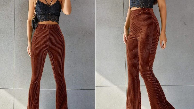 calça flare de veludo amazon floerns