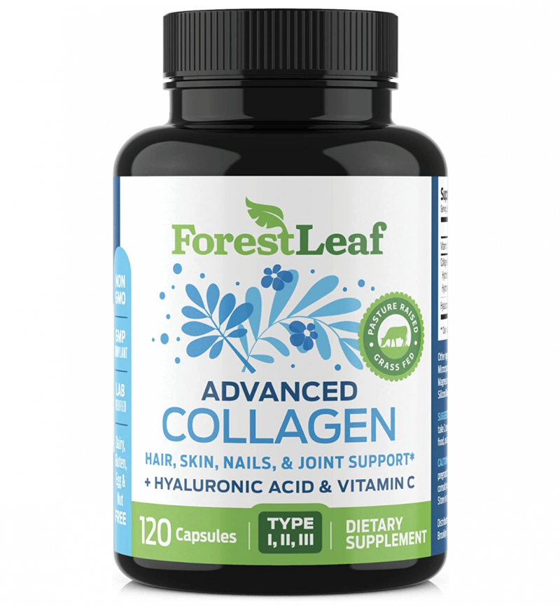   Forest Leaf - Comprimidos de colágeno com ácido hialurônico e vitamina C