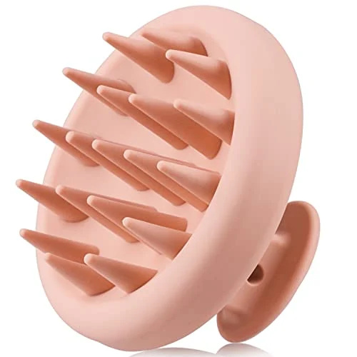   BELEZAS. Escova de xampu massageador de couro cabeludo de silicone, esfoliante de couro cabeludo com cerdas macias, escova de couro cabeludo para crescimento de cabelo e tratamento de caspa, massageador de cabelo molhado e seco para todos os tipos de cabelo feminino (rosa)