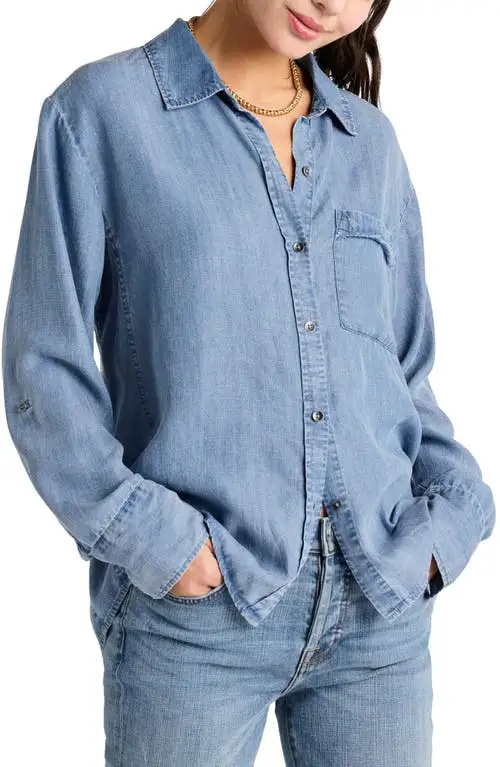   Splendid Reese Chambray Button-Up Shirt em Medium Indigo na Nordstrom, tamanho X-Small
