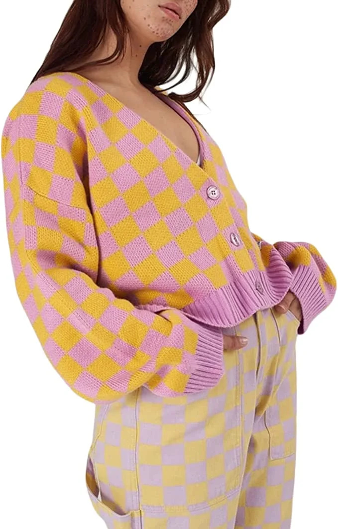 RUEWEY Mulheres's Cropped Cardigan Sweater