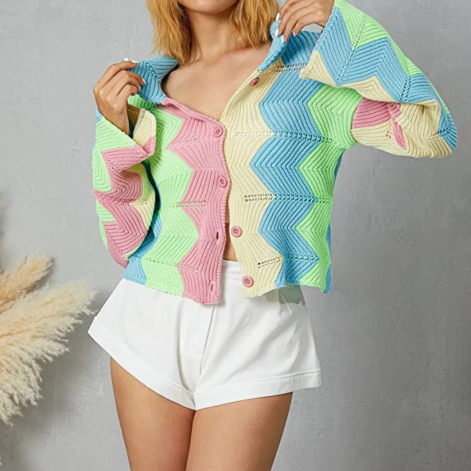 RUEWEY Mulheres's Cropped Cardigan Sweater