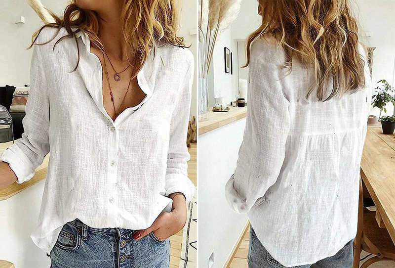 blusa estilosa de botões da amazon