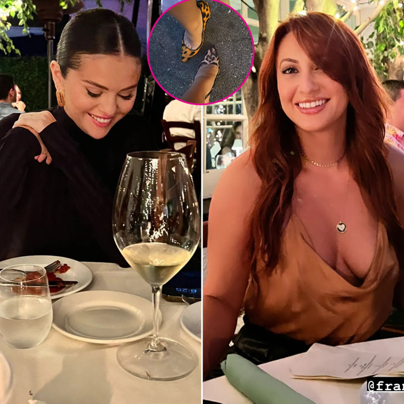 Selena Gomez e Francia Raisa combinam sem querer sapatos com estampa de leopardo no jantar