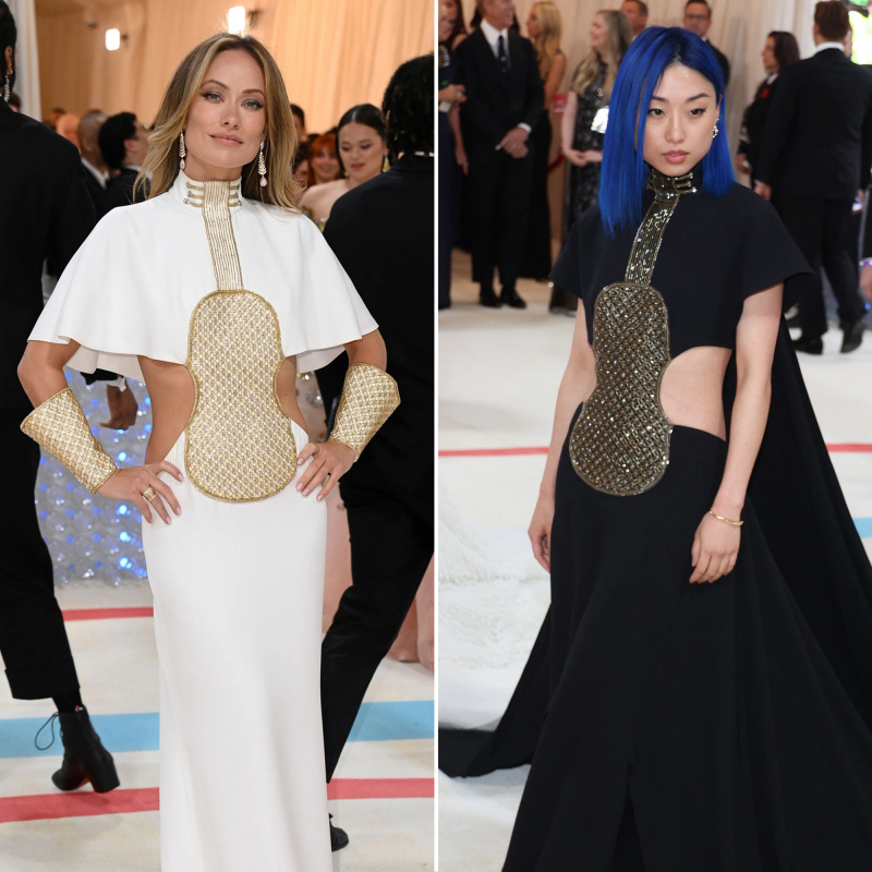   Olivia Wilde e Margaret Zhang usam o mesmo vestido em cores diferentes no Met Gala 2023